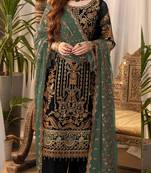 Black embroderied silk palazzo suit