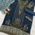 Navy blue embroderied silk palazzo suit