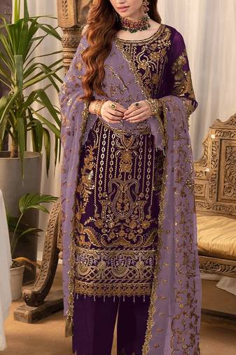 Wine embroderied silk palazzo suit