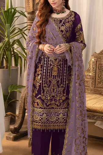 Wine embroderied silk palazzo suit