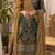 Dark green embroderied silk palazzo suit