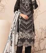 Black embroderied cotton semi-stitched salwar suit