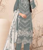 Grey embroderied cotton salwar suit