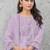 Lavender embroderied cotton semi-stitched salwar suit