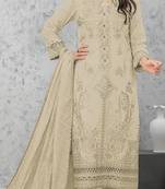 Cream embroderied cotton salwar suit
