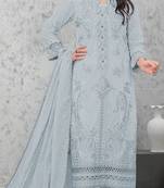 Light-aquablue embroderied cotton salwar suit