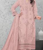 Light-pink embroderied cotton salwar suit