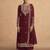 Maroon embroderied silk semi-stitched plazzo suit