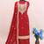 Maroon embroderied silk semi-stitched plazzo suit