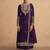 Purple embroderied silk palazzo suit