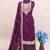 Purple embroderied silk palazzo suit