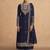 Navy blue embroderied silk palazzo suit