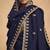 Navy blue embroderied silk palazzo suit