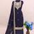 Navy blue embroderied silk palazzo suit