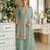 Sky-blue embroderied faux georgette palazzo suit