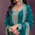 Dark green embroderied silk anarkali suit