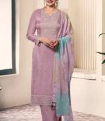 Lavendar embroderied silk salwar suit