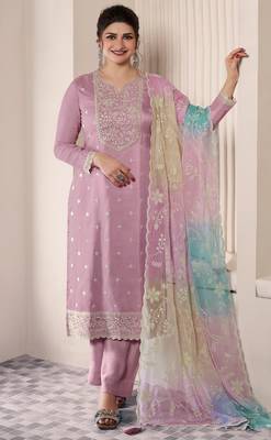 Lavendar embroderied silk salwar suit 2