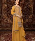 Yellow  embroidered chinon salwar suit