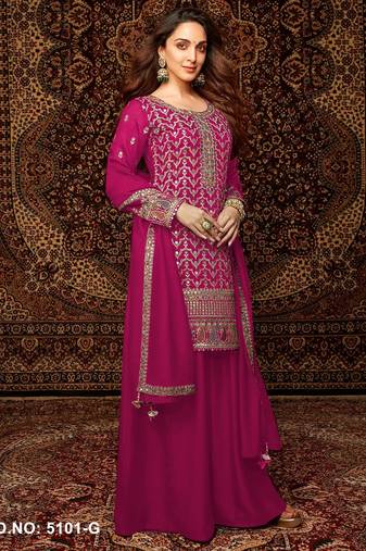 Maroon  embroidered chinon salwar suit