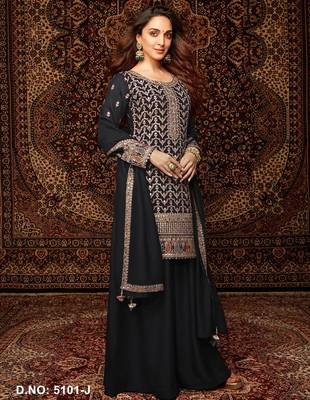 Black embroidered chinon salwar suit 1