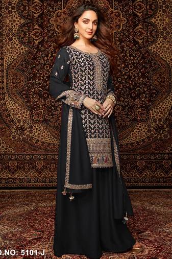 Black  embroidered chinon salwar suit