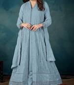 Sky blue heavy faux georgette suit with embroidered sequence work