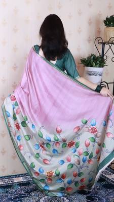soft tussar silk blend kalamkari unique printed zari woven saree 3
