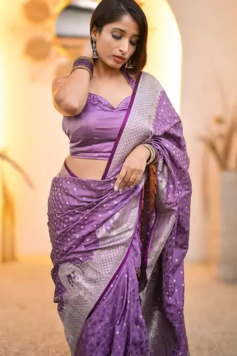 banarasi satin silk blend zari woven saree