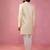 Vastramay men's beige jacquard indo-western kurta with cream trousers - wedding set