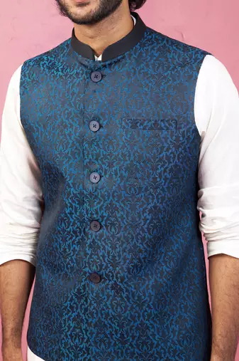 turquoise nehru jacket set - premium 3 piece wedding collection