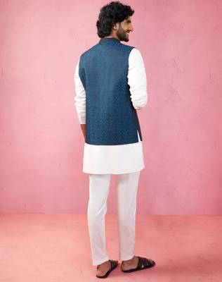 turquoise nehru jacket set - premium 3 piece wedding collection 5