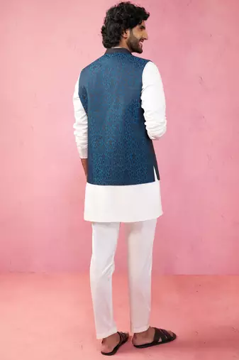 turquoise nehru jacket set - premium 3 piece wedding collection