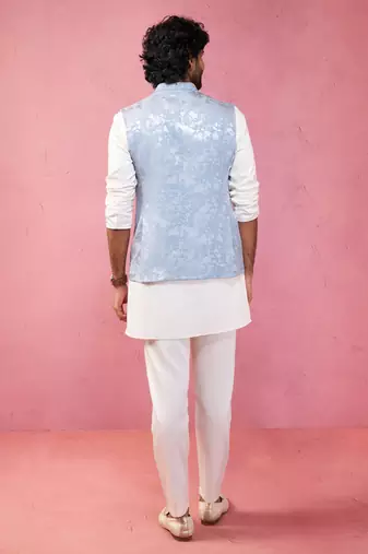 grey nehru jacket set - designer 3 piece traditional outfit