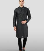Vastramay black embroidered kurta with black pyjama - beaded wedding set
