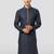 Vastramay men's navy blue nike cotton kurta - thread embroidered wedding summer