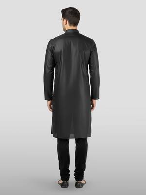 black embroidered kurta with black pyjama - beaded wedding set 4