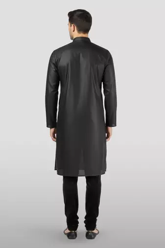 black embroidered kurta with black pyjama - beaded wedding set