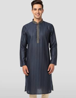 navy blue nike cotton kurta - thread embroidered wedding summer 3