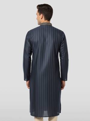 navy blue nike cotton kurta - thread embroidered wedding summer 4