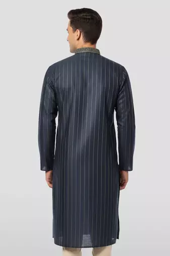 navy blue nike cotton kurta - thread embroidered wedding summer