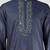 Vastramay men's navy blue zudio emboss silk kurta - bead mirror embroidered wedding