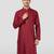 Vastramay men's maroon nike cotton kurta - thread embroidered wedding summer ethnic