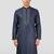 Vastramay men's navy blue zudio emboss silk kurta - bead mirror embroidered wedding