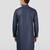Vastramay men's navy blue zudio emboss silk kurta - bead mirror embroidered wedding