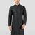 Vastramay men's black zudio emboss silk kurta - bead mirror embroidered wedding ethnic
