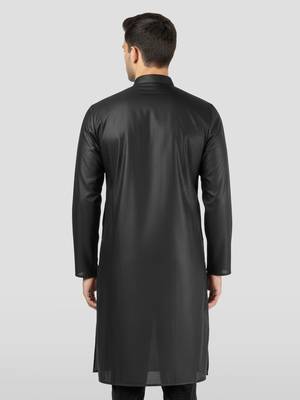 black zudio emboss silk kurta - bead mirror embroidered wedding ethnic 4