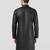 Vastramay men's black zudio emboss silk kurta - bead mirror embroidered wedding ethnic