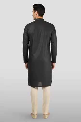 black embroidered kurta with cream pyjama - beaded wedding set