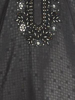 black embroidered kurta with cream pyjama - beaded wedding set 5